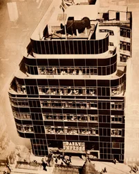 Stal, beton i szkło tworzą nowoczesne budynki, 1935.