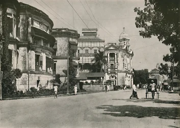 Strand Road, Rangun. - Poczta, Imperial Bank of India. Urząd Celny w oddali, 1900.