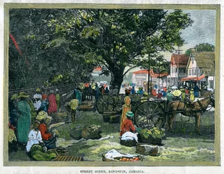 Scena uliczna, Kingston, Jamajka, ok. 1880 r.