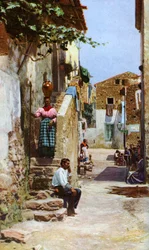 Scena uliczna, Taormina, Sycylia, Włochy, c1923