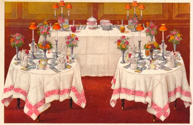 Stoły kolacyjne z bufetem, c1907.