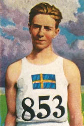 Szwedzki rzucający oszczepem Erik Lundquist, 1928.