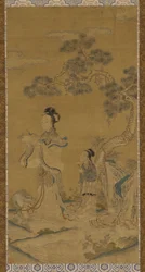 Gobelin: nieśmiertelna taoistyczna kobieta, służąca pod sosną, dynastia Ming, 1368-1644.