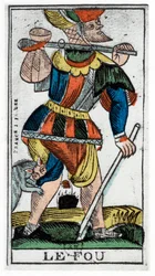 Karta tarota Głupca, Jergot Tarot, XVII wiek.