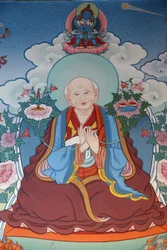 Świątynia Tysiąca Buddów kongregacja Dashang Kagyu Ling Malarstwo modlącego się mnicha, La Boulaye, Francja