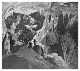 Jaskinia Łukowa patrząca na północ, Jaskinie Jenolan, Nowa Południowa Walia, Australia, 1886
