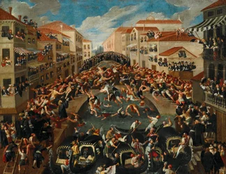 Battaglia dei Pugni na moście San Barnaba, Wenecja, XVIII wiek.