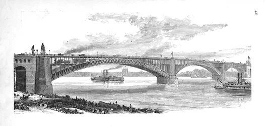 Most przez Mississippi w St. Louis, 1883