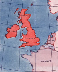 Wyspy Brytyjskie i Francja, Belgia i Holandia w południe w połowie lata 1935