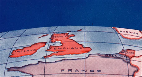 Wyspy Brytyjskie i Europa Północna w południe w środku zimy 1935