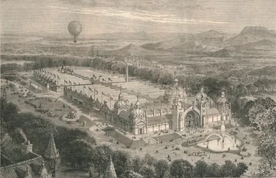 Budynek Międzynarodowej Wystawy Przemysłowej w Edynburgu, 1886.