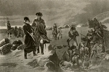 Obóz w Valley Forge. Płaszcze oficerskie i koce holenderskie dla żołnierzy, ok. 1777, 1937.
