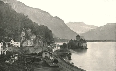 Zamek w Chillon, Szwajcaria, 1895.