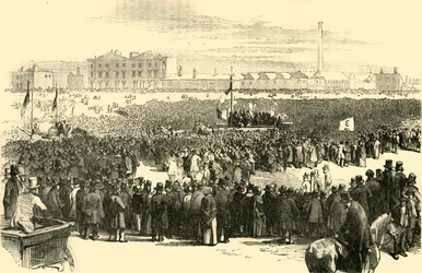 Spotkanie czartystów w Kennington Common, 1848, c1878.