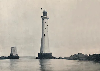 Kamień świetlny Eddystone - Pokazuje skały, 1895