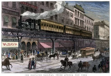 Kolej podwyższona, Trzecia Aleja, Nowy Jork, 1879
