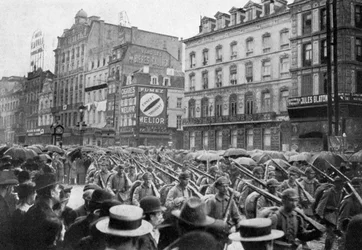 Przemarsz armii niemieckiej przez Brukselę, I wojna światowa, ok. 1914 r. 1920
