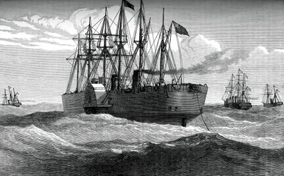 Wielki Wschód rozgrywający telegraf atlantycki, c1865, c1880