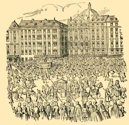 Wielka szlachta Węgier składa przysięgę wierności Marii Teresie... w 1740, ok. 1930.