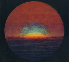 Zielony błysk o zachodzie słońca, najrzadszy pryzmatyczny kolor załamany przez atmosferę, c1935