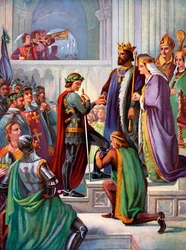 Inwestytura Czarnego Księcia na rycerza Orderu Podwiązki, 1348, około 1920