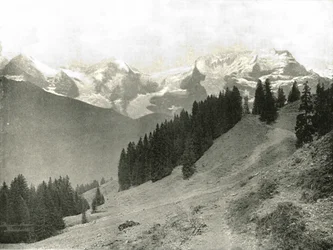 Jungfrau i jej sąsiedzi, Szwajcaria, 1895.
