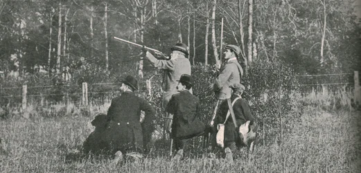 Król strzelający nad rezerwaty Sandringham, 1900, 1910.