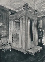 Sypialnia Królów w Knole. Łóżko wykonane dla Jakuba I, 1928