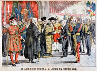 Lord burmistrz Londynu daje Loubetowi złote pudełko, 1903 r.