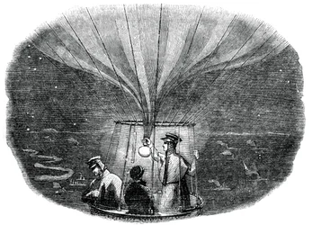 Balon Nassau przelatujący nad Liege nocą, 1836, 1886