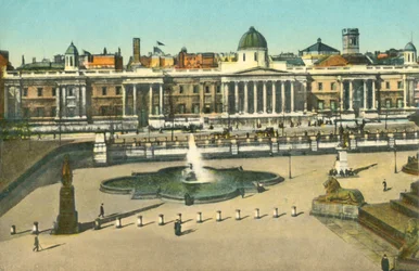 Galeria Narodowa i Trafalgar Square, Londyn, ok. 1910.