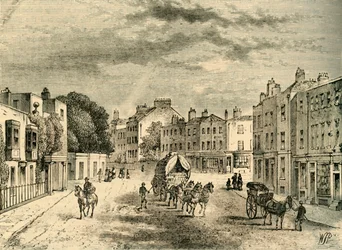 Stara wieś Vauxhall, z wejściem do ogrodów, 1825, c1878.