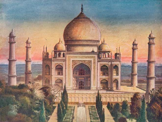 Niezrównany klejnot architektury Mohammerdan: Taj Mahal w Agrze, 1908.