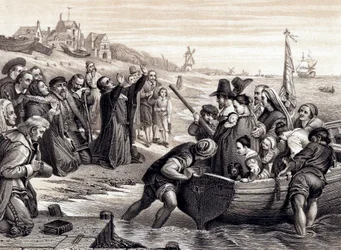 Ojcowie Pielgrzymi opuszczający Delft Haven w swojej podróży do Ameryki, lipiec 1620 1878