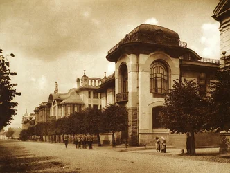 Domy Ponizowskich i Mindowskich na ulicy Powarskiej, Moskwa, Rosja, 1900