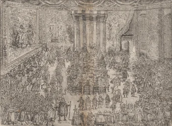 Posiłek książęcy Die Fürstliche Mahlzeit, z cyklu przedstawiającego ślub Wolfgi..., 1614.