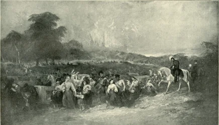 Ulga Lucknowa - Prowadzenie cierpiących do obozu brytyjskiego, 1901.