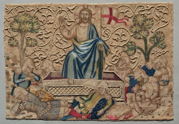 Zmartwychwstanie, z haftowanego frontu ołtarza: 1375-1400.
