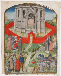 Świątynia w Jerozolimie, z Postilla Litteralis Literal Commentary..., 1450-75.