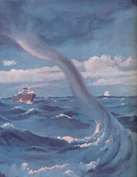 Trąba wodna, która łączy chmury i morze, 1935
