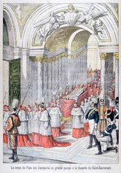 Ciało papieża Leona XIII przetransportowane do kaplicy Saint-Sacrement, Watykan, 1903