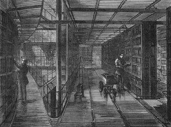 Regały w British Museum, Bloomsbury, Londyn, c1875 1878