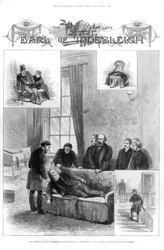 Śmierć Lorda Iddesleigha na Downing Street w Londynie, 1887 r.