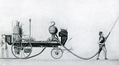 Pierwszy parowy wóz strażacki, ok. 1830 r