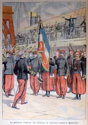 Chwalebna flaga zouaves Palestro przybywa do Marsylii, 1903