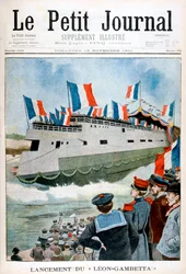 Wodowanie krążownika pancernego Leon Gambetta, Francja, 1901