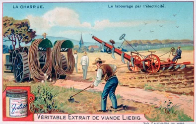 Pług, uprawa elektrycznie, ok. 1900