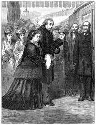 Królowa na stacji kolejowej High Wycombe podczas wizyty w Hughenden, koniec XIX wieku, 1900