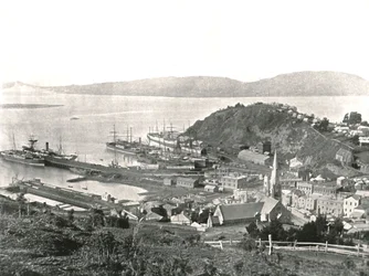 Miasto i port, Port Chalmers, Nowa Zelandia, 1895.