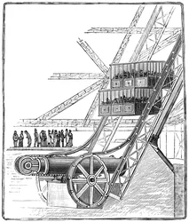 Studnia windy Roux Combaluzier, Wieża Eiffla, Paryż, 1889
